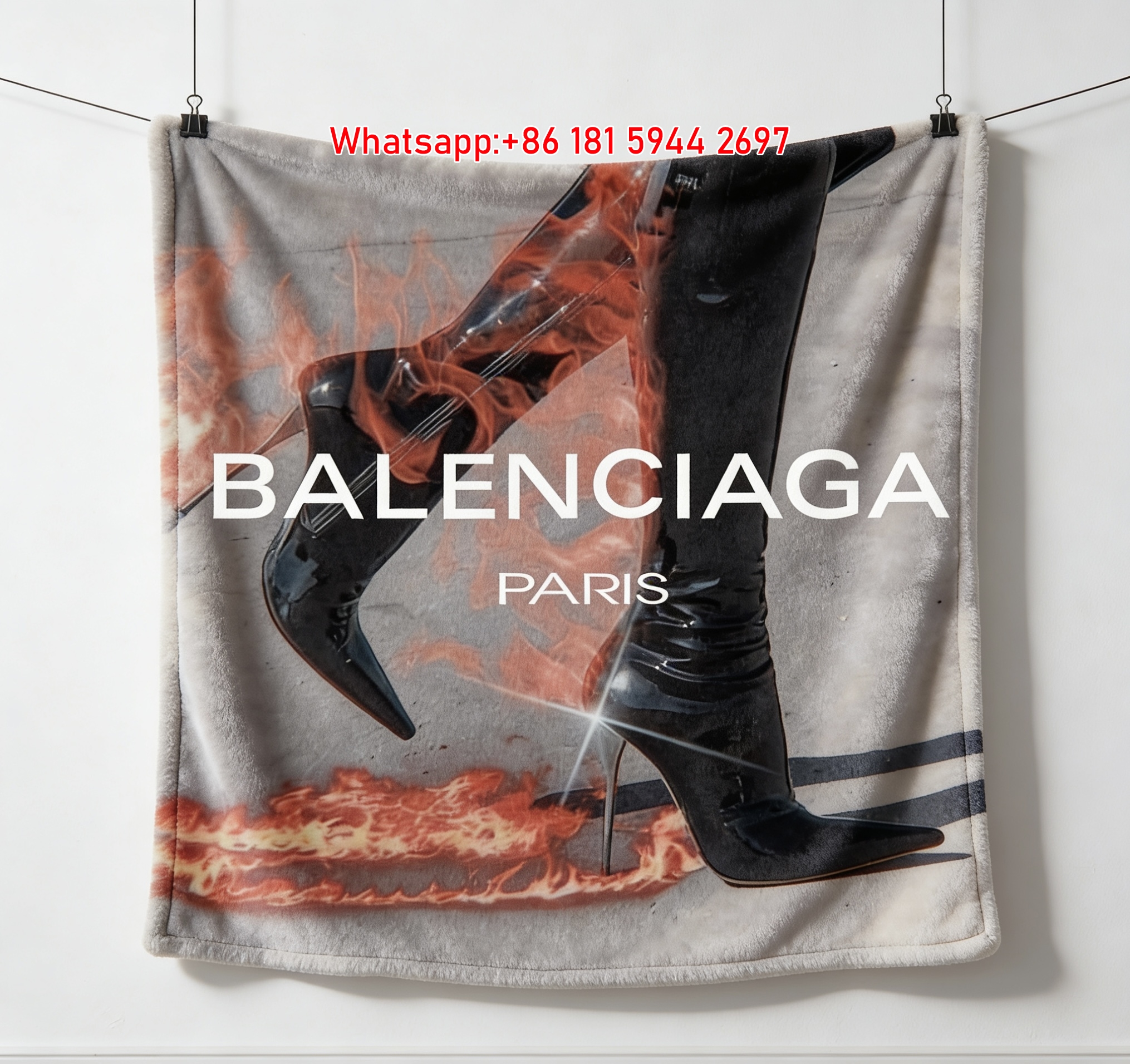 BALENCIAGA Fire Heel Flannel Sofa Throw Blanket for Wall Decor BA064